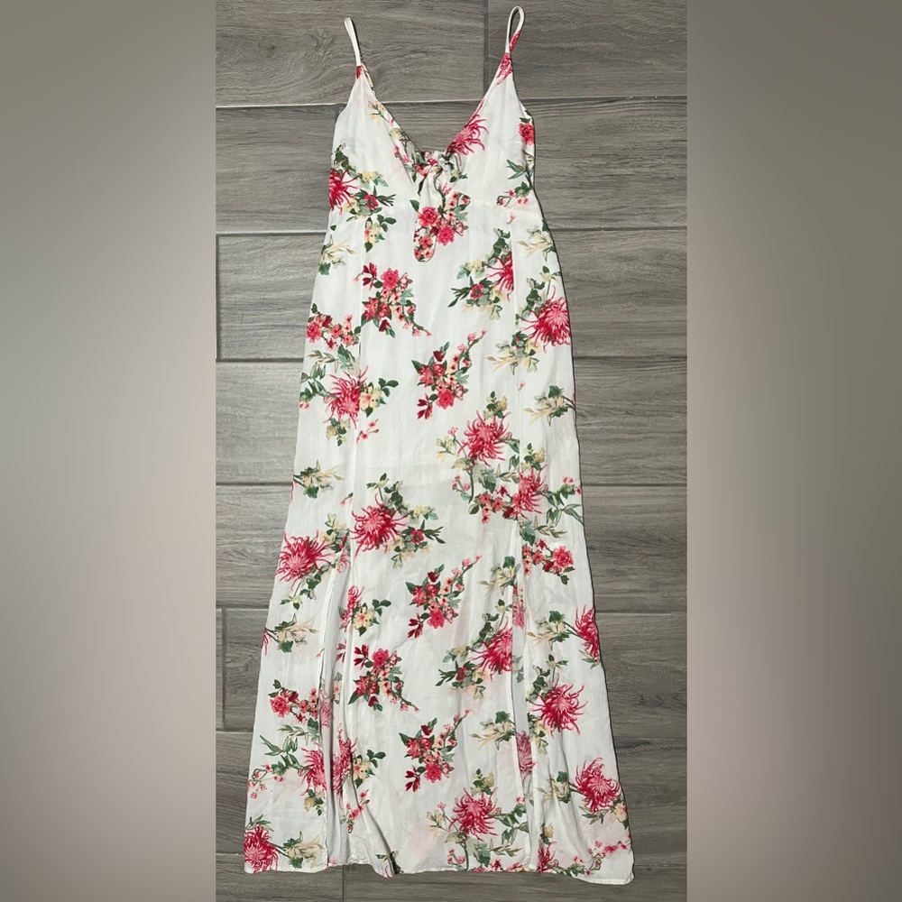 Kiwi & Punch Women’s Small White Floral Print Sleeveless Maxi Dress